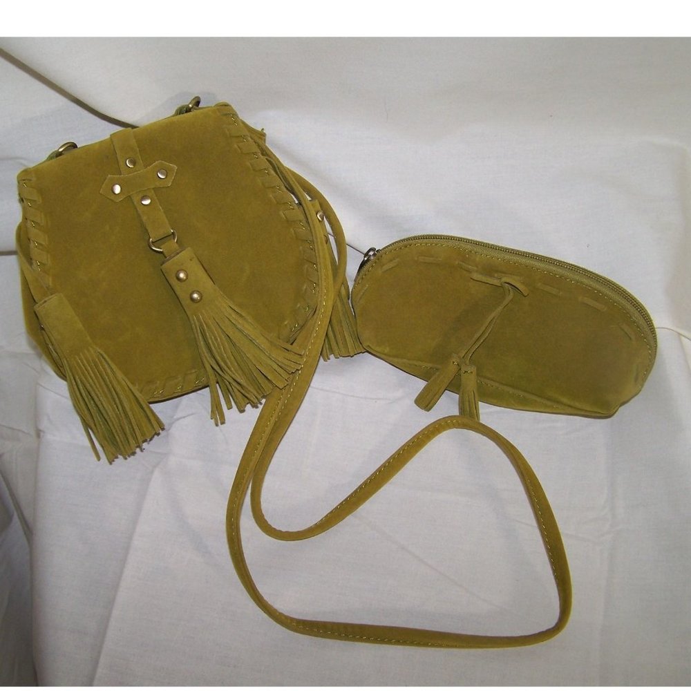 Sydney Love Handbag Purse Cosmetic Bag Green Tassels 2-piece